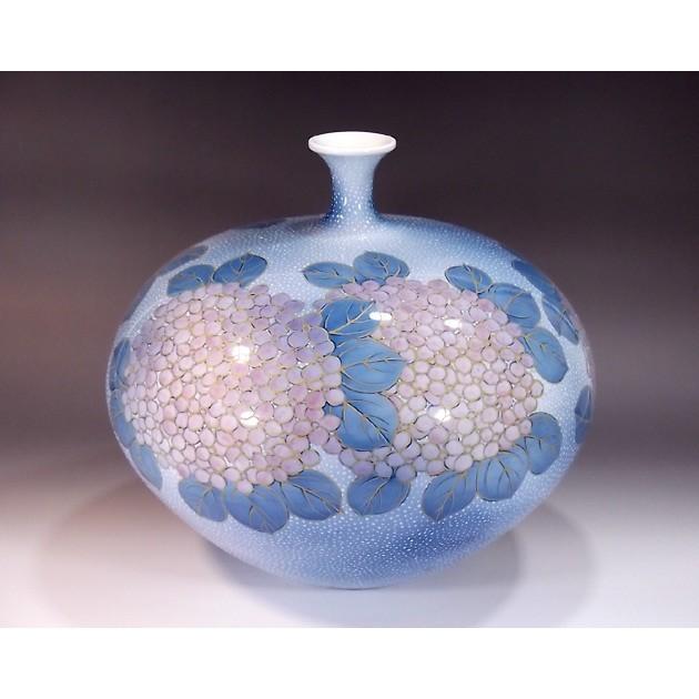 最初の年新作 有田焼金欄手様式釉裏紅紫陽花絵花瓶 陶芸作家藤井錦彩作 安心の定価販売高評価