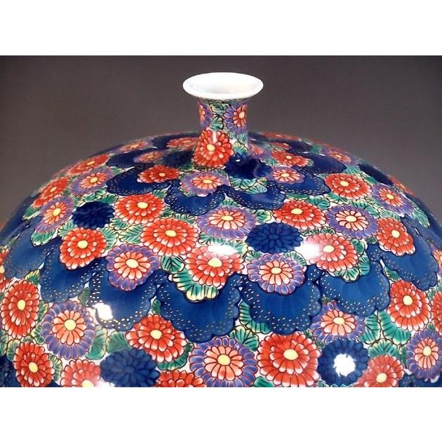 100 品質保証 伝統工芸 手造り総手描きの高級陶器花瓶 有田焼 作 藤井錦彩 色鍋島様式菊園文様花瓶 陶芸作家 花瓶 花台 Lncci La