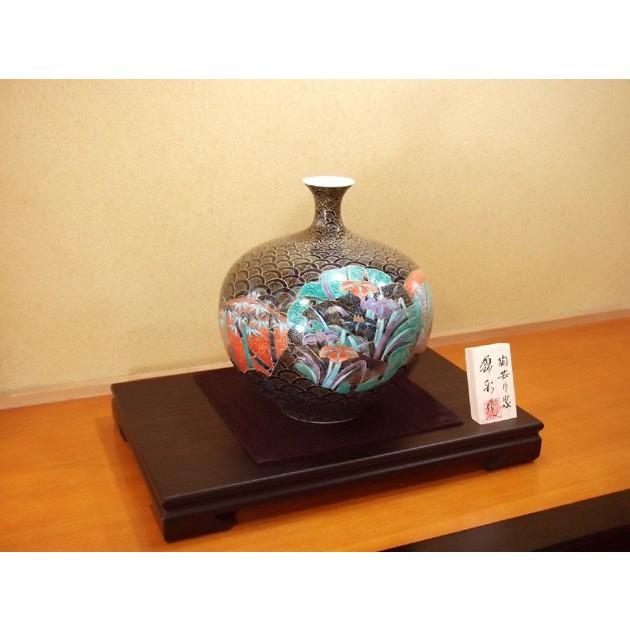 有田焼 染錦金彩青海波扇割花絵花瓶｜陶芸作家　藤井錦彩 作_3