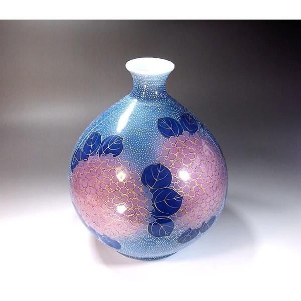 有田焼 金欄手様式釉裏紅紫陽花絵花瓶｜陶芸作家　藤井錦彩 作_1