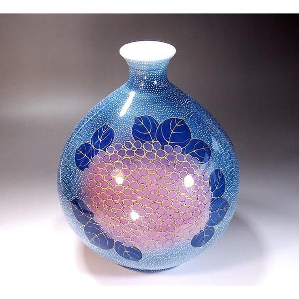 有田焼 金欄手様式釉裏紅紫陽花絵花瓶｜陶芸作家　藤井錦彩 作_2