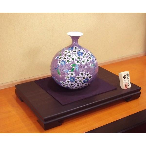 有田焼 花瓶 花器 花入 錦彩 有田焼 陶芸家 藤井錦彩作】有田焼美術品 染錦プラチナ彩紫陽花絵飾り