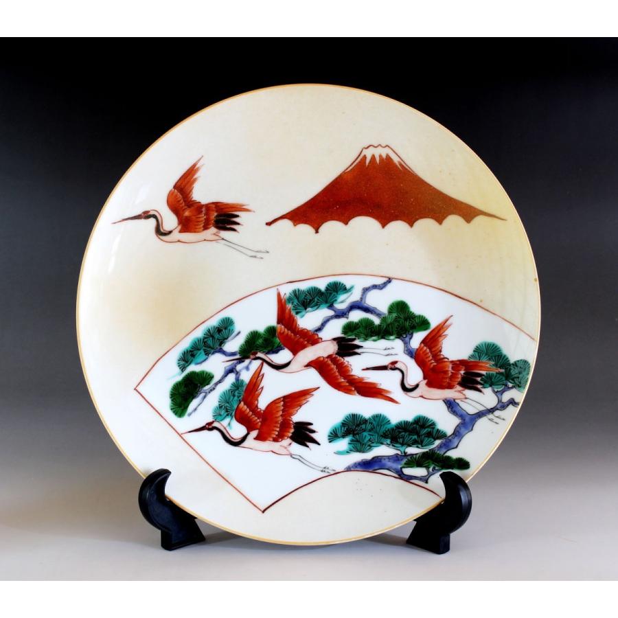 金彩富士山松鶴扇窓絵飾り大皿｜有田焼 陶芸作家 藤井錦彩作 : 有田焼