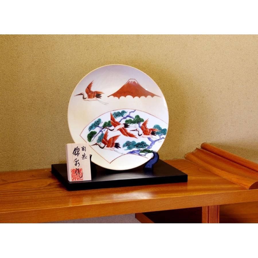 金彩富士山松鶴扇窓絵飾り大皿｜有田焼 陶芸作家 藤井錦彩作 : 有田焼