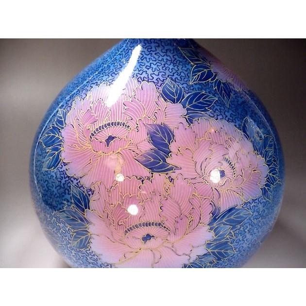 有田焼 金欄手様式釉裏紅牡丹絵花瓶｜陶芸作家　藤井錦彩 作_1