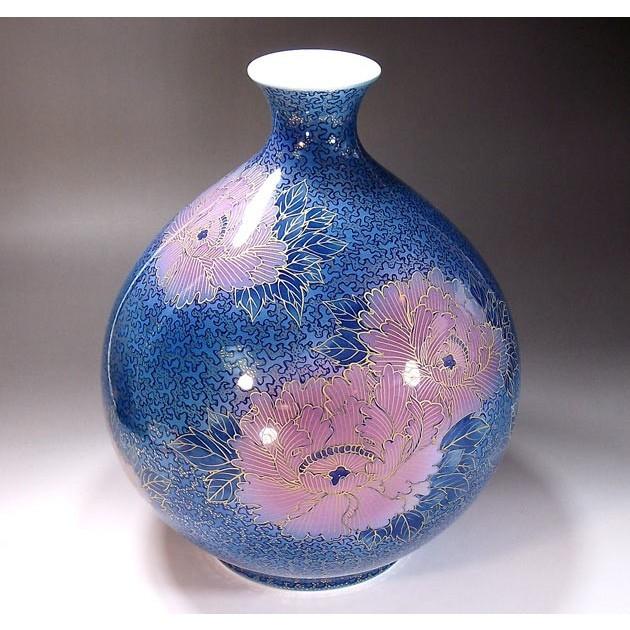 有田焼 金欄手様式釉裏紅牡丹絵花瓶｜陶芸作家　藤井錦彩 作_2