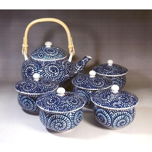 染付蛸唐草文様茶器揃｜茶器セット｜有田焼 陶芸家 藤井錦彩作