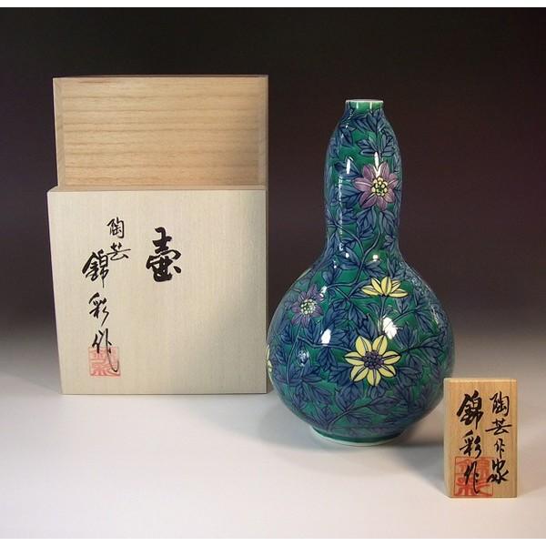 有田焼 染錦鉄線花絵花瓶｜陶芸作家　藤井錦彩 作