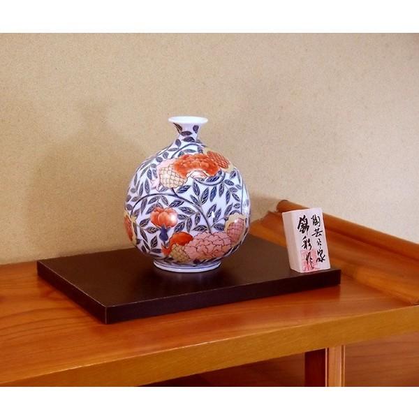 有田焼 染錦金彩柘榴絵花瓶｜陶芸作家　藤井錦彩 作_3
