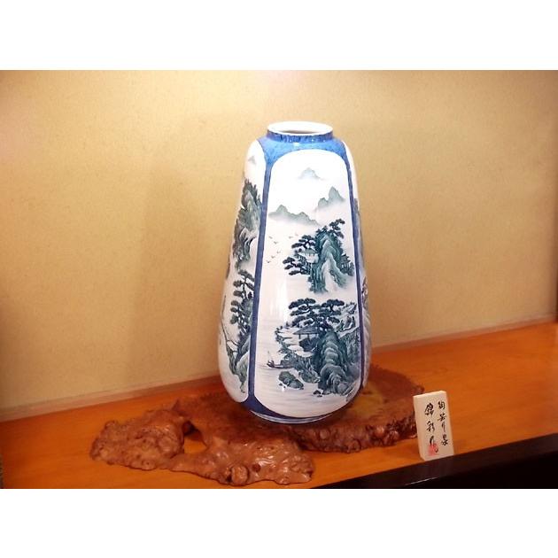 染付山水画特大花瓶｜有田焼 陶芸作家 藤井錦彩作 : 有田焼 藤井錦彩窯