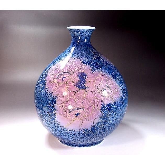 有田焼 金欄手様式釉裏紅牡丹絵花瓶｜陶芸作家 藤井錦彩 作 【公式通販】