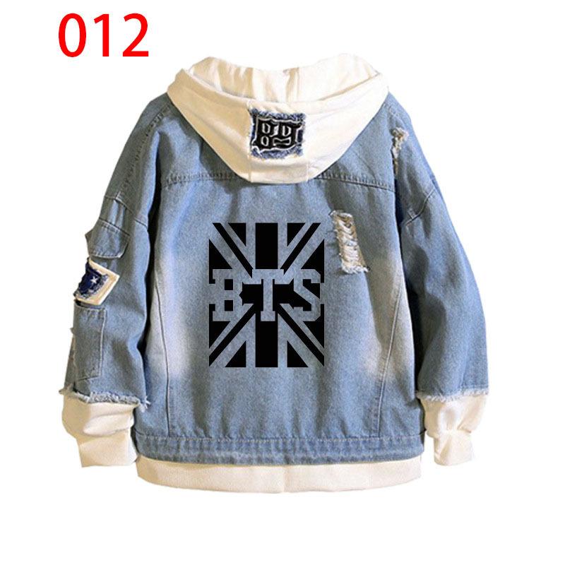 新品BTS(防弾少年団) 秋冬 デニム風 ジャケット＋スウェット重ね着