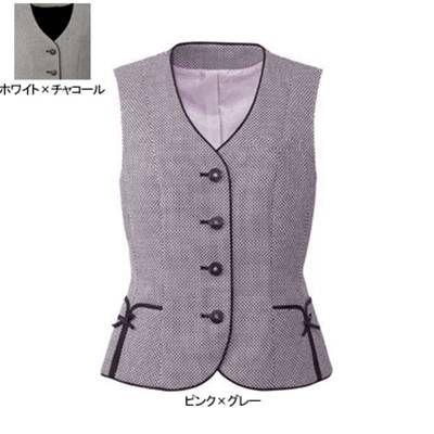 ヌーヴォ　FV30599　ベスト　制服　19号・ピンク×グレー3　事務服