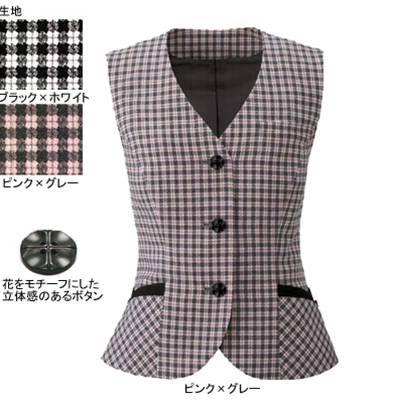 ヌーヴォ　FV35818　ベスト　事務服　制服　17号・ピンク×グレー3