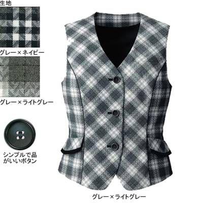 ヌーヴォ FV35849 ベスト 23号・グレー×ライトグレー5 事務服 制服