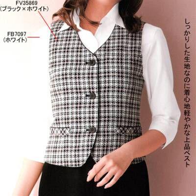 ヌーヴォ　FV35869　ベスト　事務服　制服　15号・ブラック×ホワイト9