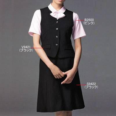 ピエ V9421-99 ベスト(4ツボタン) 17号-19号 オフィスウェア : 作業服