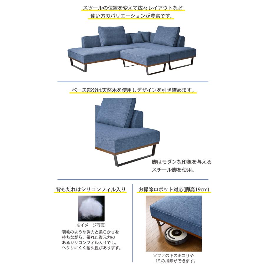 2人掛けソファ(右/左)単品 カウチソファ 2WAY ローソファ 大型 L型