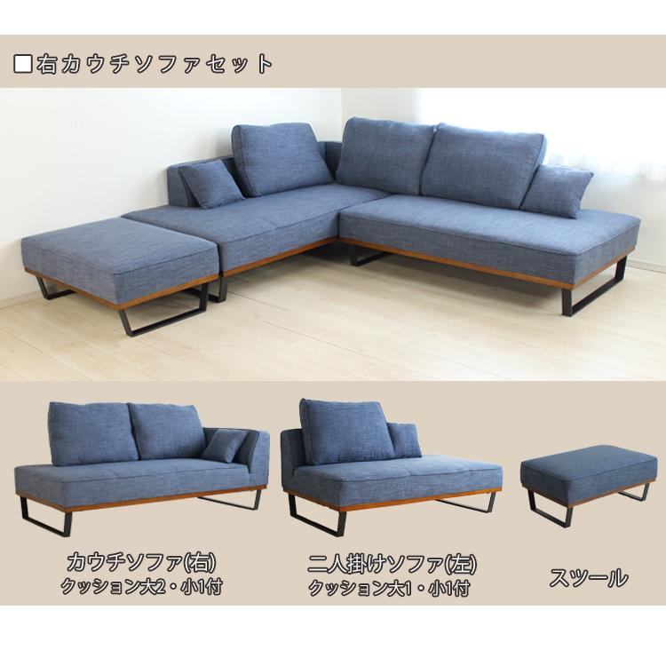 カウチソファセット(右/左) 開梱設置 カウチソファ 2WAY ローソファ