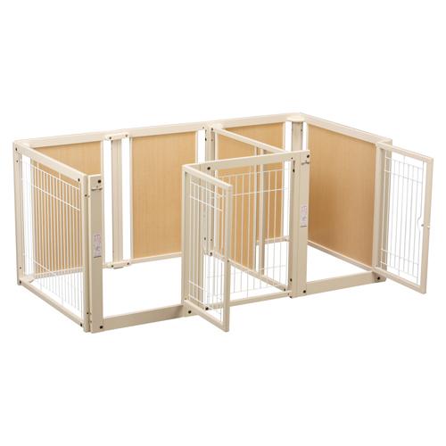 ペットサークル 犬用 多頭飼い サークルケージ 中型犬 大型犬 室内用 木製 ペット家具 「 サークルプラス ツードア F80Lp メッシュ 」 kiinus キーヌス 日本製