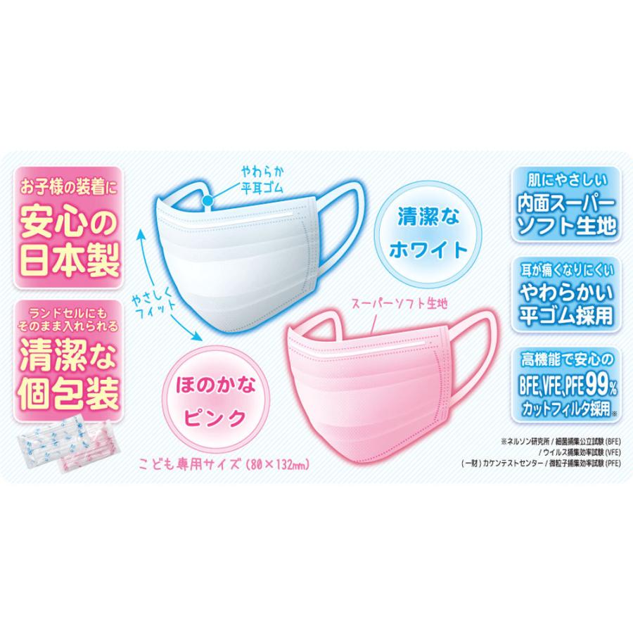 子供用マスク まっ白なやさしいマスク 個包装 小学生サイズ 30枚入 