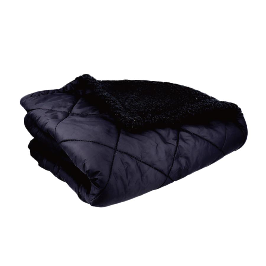 極厚裏ボア 4WAY ブランケット 80×125cm ブラック ひざ掛け 腰巻き