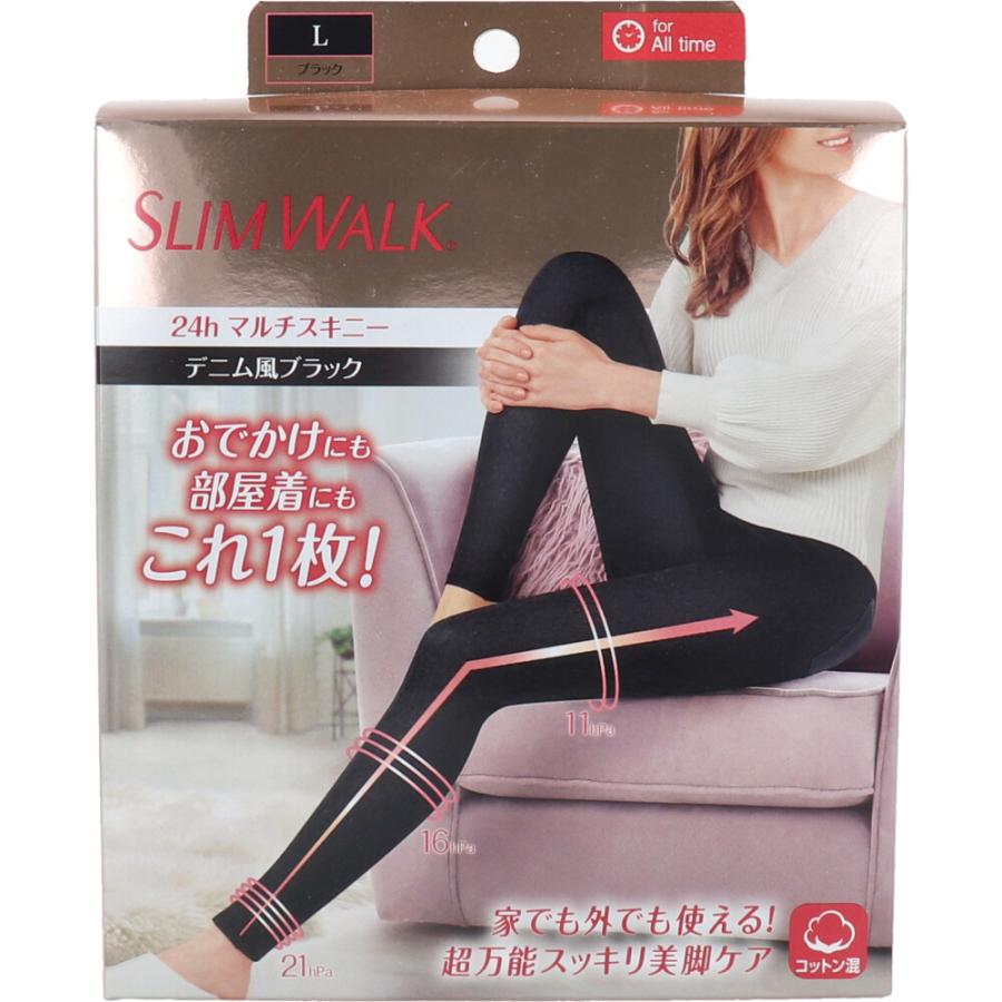 スリムウォーク 24h マルチスキニー デニム風ブラック Lサイズ : 金