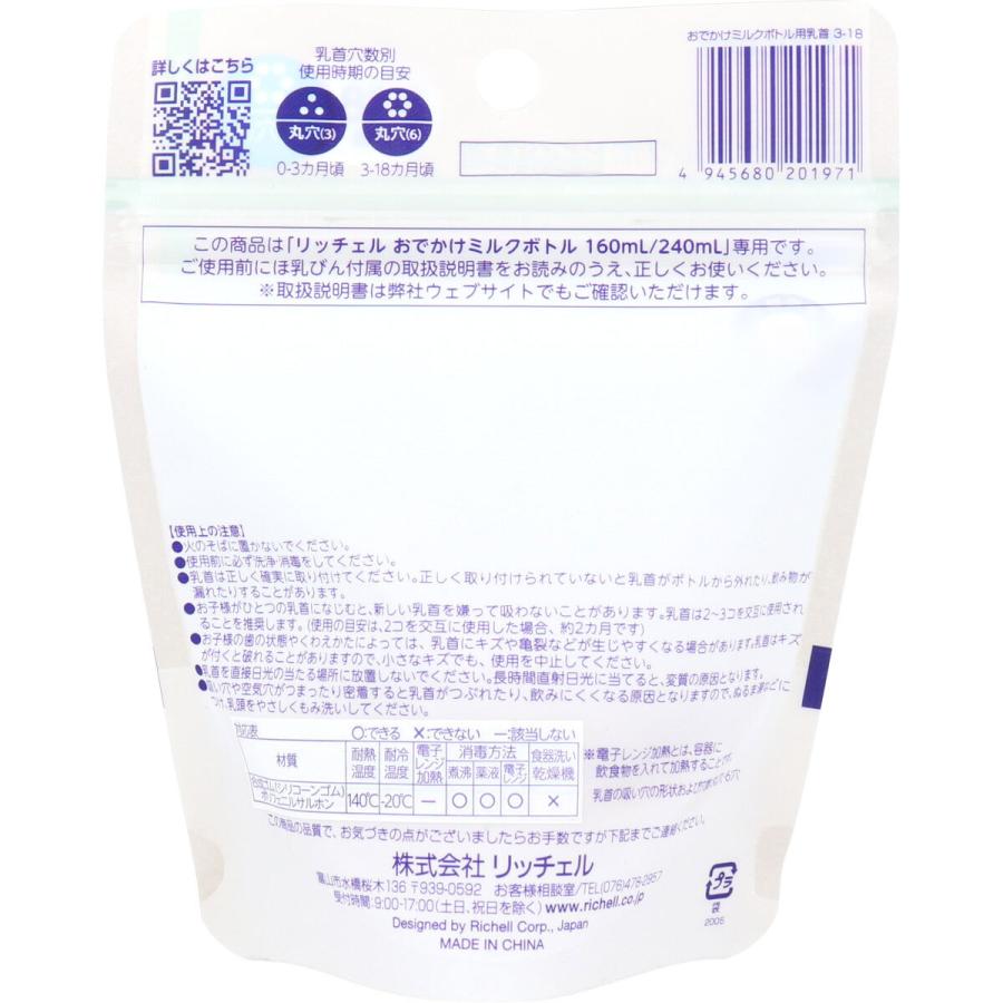 リッチェル おでかけミルクボトル用乳首 3-18ヵ月頃 : 金太郎SHOP 