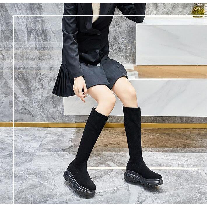 ブーツ レディース ニーハイブーツ ロング丈 厚底靴 長靴 スエード ブラック ストレッチ 大きいサイズ 歩きやすい ロングブーツ コーデ Nasg402 株式会社金逹 通販 Yahoo ショッピング