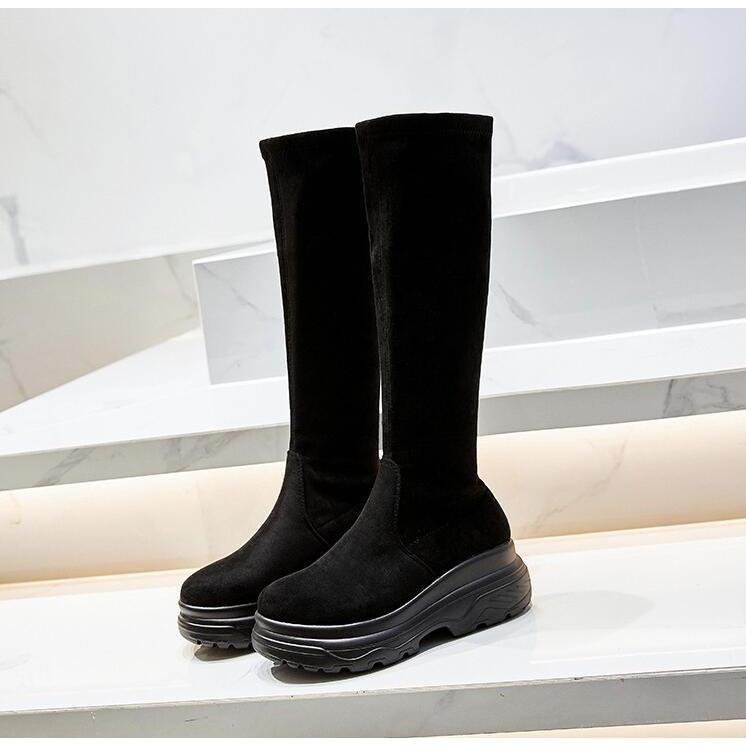 ブーツ レディース ニーハイブーツ ロング丈 厚底靴 長靴 スエード ブラック ストレッチ 大きいサイズ 歩きやすい ロングブーツ コーデ Nasg402 株式会社金逹 通販 Yahoo ショッピング