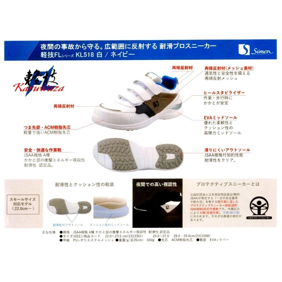 安全靴 Simon Jsaa A種 シモン スニーカー 小さいサイズ レディース マジック Kl518 白 ネイビー 女性用サイズ 送料無料 Simon Kl518wn S 作業服 作業用品の金時屋 通販 Yahoo ショッピング