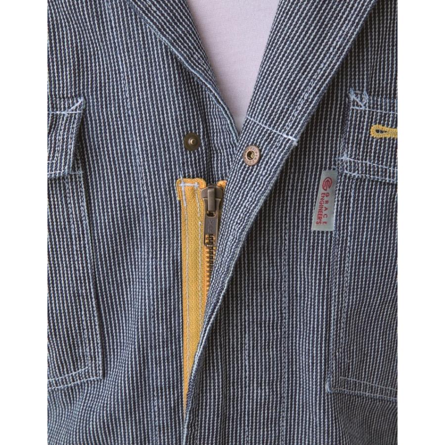 つなぎ 作業服 メンズ 送料無料 長袖ツナギ 綿100% ヒッコリー GE-105