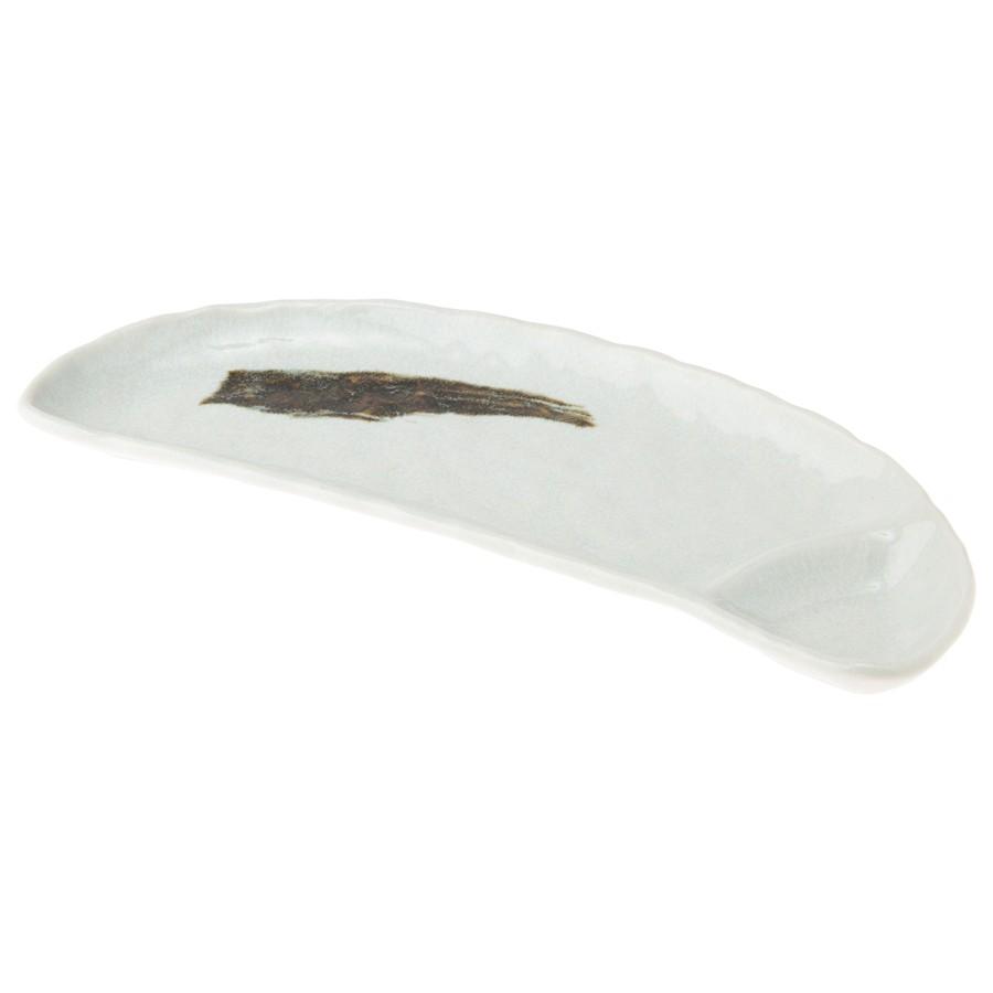 和食器 おしゃれ さんま皿 焼き物皿 一引 仕切付半円長皿（白） 美濃焼 岐阜県 | たたら