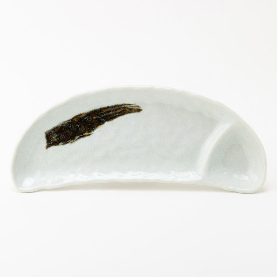 和食器 おしゃれ さんま皿 焼き物皿 一引 仕切付半円長皿（白） 美濃焼 岐阜県 | たたら | 03