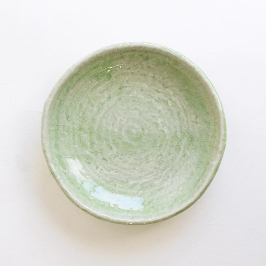 華様　新品　陶器　陶芸作家　グレーの取り皿4枚 94 たたら 取皿 あかつき ヒワ釉 丸皿(中) 食器 おしゃれ 美濃焼