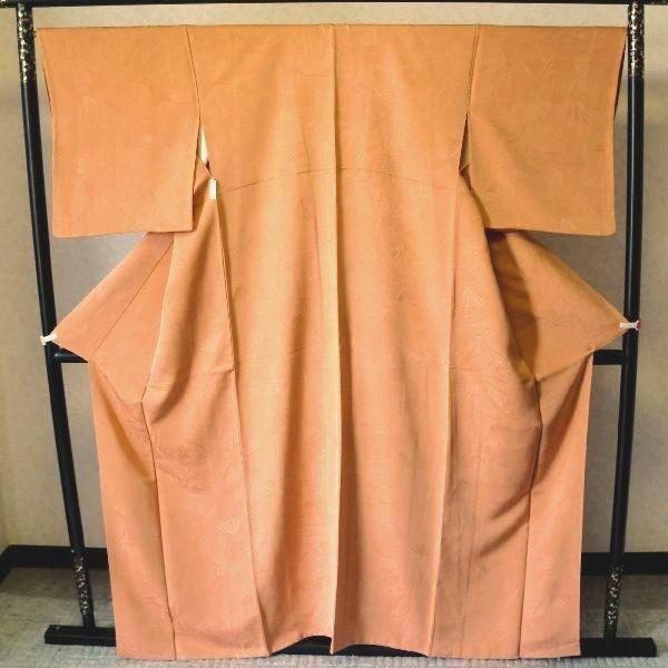想像を超えての リサイクル アンティーク 色無地袷 寿光織 オレンジ地 イチョウ地柄 未着用品 最適な材料 Www Thedailyspud Com