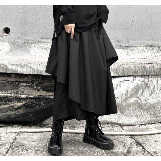 袴パンツ モード系 ワイドパンツ レディース スカート風 メンズ 韓国 原宿 個性的 ズボン cs64 Kinu 通販 Yahoo ショッピング