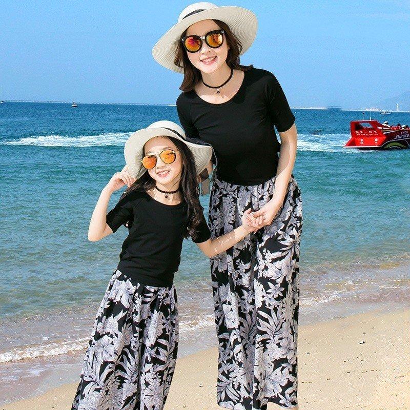 親子コーデ 親子お揃い 花柄 親子 ペアルック Tシャツ パンツ 親子ペア いよいよ人気ブランド ママとお揃い パパ ご家族お揃い 親子ペアルック 上下セット