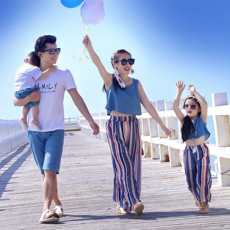 親子コーデ ペアルック カップル 親子お揃い服 上下セット Tシャツ パンツ ワイドパンツ パパ ママとキッズの家族お揃い ペア 母の日 ギフト リゾート 海外旅行 20qz7 Kinu 通販 Yahoo ショッピング