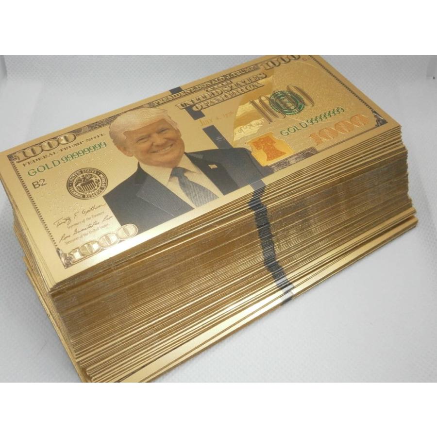 お得な100枚セット！黄金に輝くトランプ大統領1000ドル紙幣札