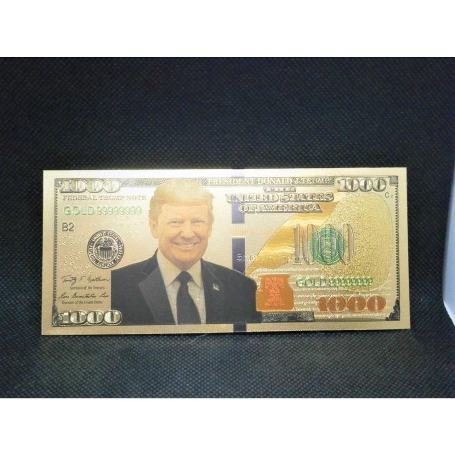 社長経営者向け10枚セット！億万長者への道 黄金に輝くアメリカトランプ大統領1000ドル紙幣札！24Kゴールド 財布にお部屋に金運のお守り！ 幸福の札