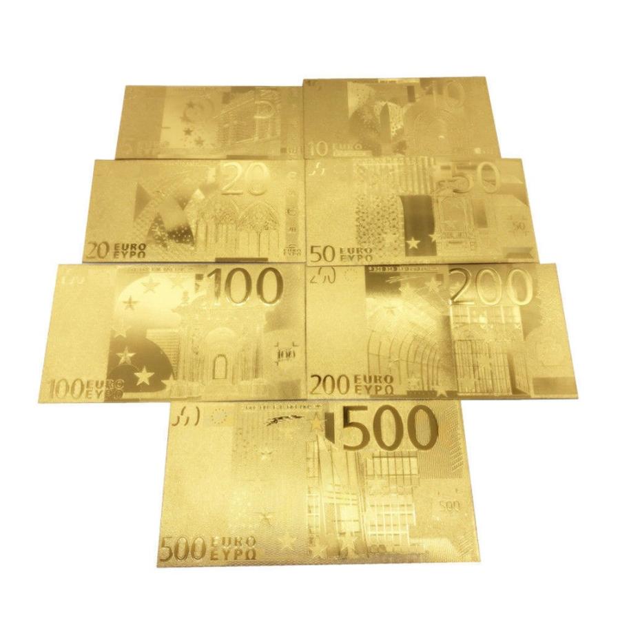財布貯金箱金庫に金運アップ ゴールドのお守り！ユーロ紙幣札