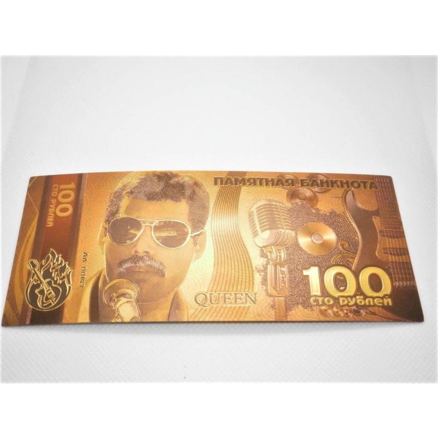 クイーン Queen フレディ・マーキュリー ロシア100ルーブルゴールド記念紙幣10枚セット！長財布縁起物 プレゼント 風水幸運 パワーアイテム