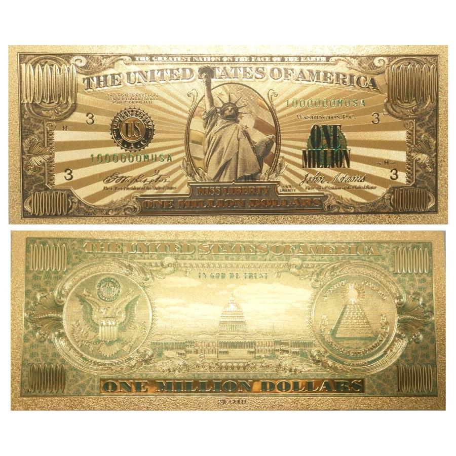 ご商売 お土産 パーティグッズ 結婚式二次会にも！アメリカ100万ドル 1ミリオンゴールド開運紙幣30枚セット！自由の女神 ミリオネア 景品 :  金運UPお守り専門店 GOLD! - 通販 - Yahoo!ショッピング