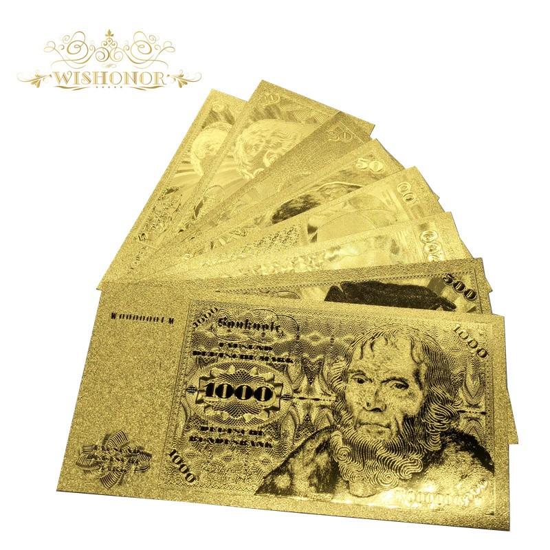レア！社長経営者向け!ドイツ旧5 10 20 50 100 200 500 1000マルク ゴールド記念紙幣8枚セット！24K金運アップ 開運お札 長財布縁起物 風水 |  | 01