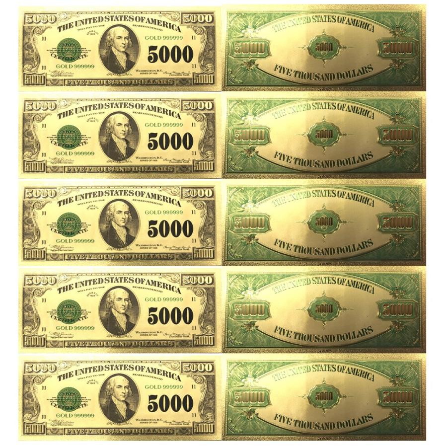金運アップ！アメリカ合衆国 第4代大統領ジェームズ・マディソン発行終了紙幣デザイン！開運ゴールド5000ドル10枚セット！コレクションに