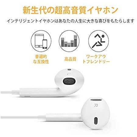 iPhone iPad用 イヤホン イヤフォン ジャック 3.5mm　インナーイヤー型 高音質　通話可能 音量調節可能　マイク リモコン機能付　新品未使用　ホワイト｜kinyou-kokusai168｜04