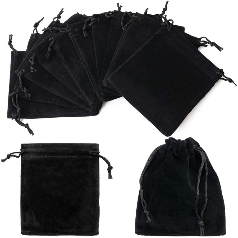 ブラック×10枚セット プレゼント用ポーチ ベロア調巾着袋 ジュエリーポーチ アクセサリー 限定版