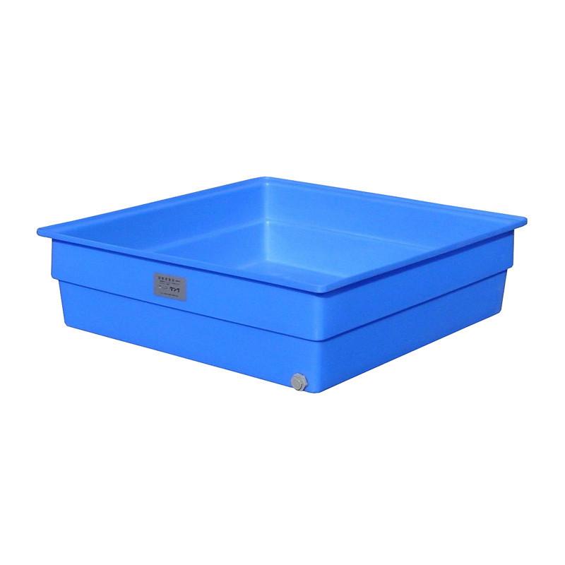 モリマーサム樹脂 角型容器 K-650A 容量650L 排水栓付 ブルー 大型容器