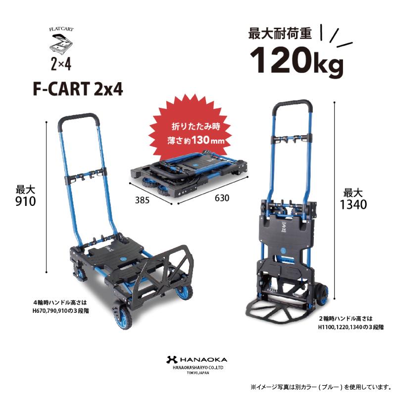 花岡車輌 フラットカート 2×4 ブラック F-CART ツーバイフォー